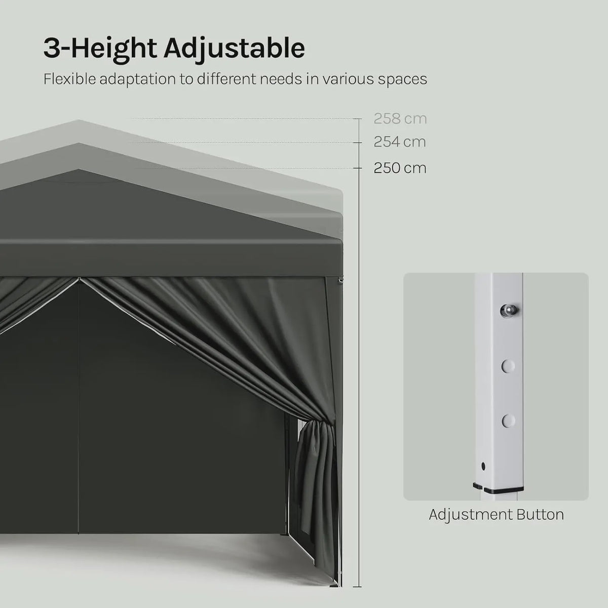 WOLTU 3x3m Partytent - Waterdichte Tuin- en Camping Paviljoen met UV-bescherming en Draagtas