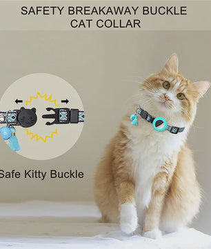 Verstelbare Halsband voor Katten en Puppy's met Airtag Houder en Belletje