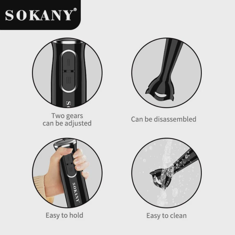 SOKANY SK-1724 Hand Blender: Krachtige Staafmixer met 2 Snelheden & Roestvrijstalen Mes