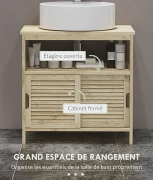 Bamboe Onderbouw Kast Badkamer - 60x30x60 cm - Natuurlijk Hout