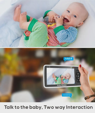 5" Video Babyfoon met Camera, 2-Weg Audio, Temperatuursensor & 22u Batterij