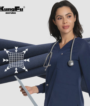 Dames Scrubtop Lange Mouw - Zacht, Waterdicht & Antibacterieel Medisch Uniform