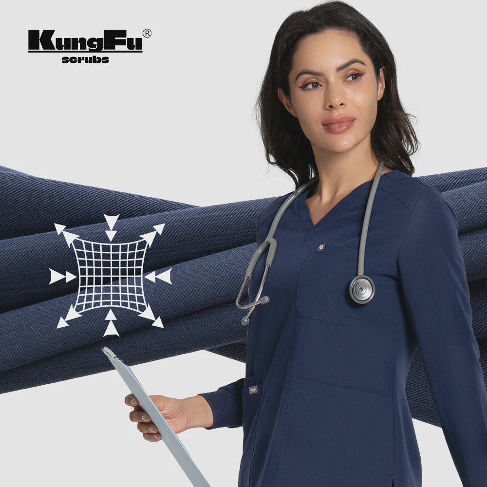 Dames Scrubtop Lange Mouw - Zacht, Waterdicht & Antibacterieel Medisch Uniform