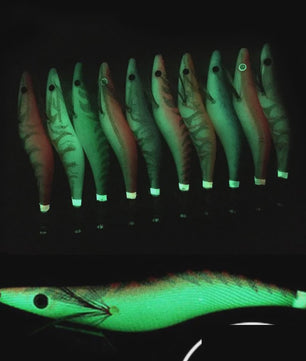 10-delige Set Lichtgevende Inktvis Aas Jig Lures met 3D Ogen - 3.5# 19.5g