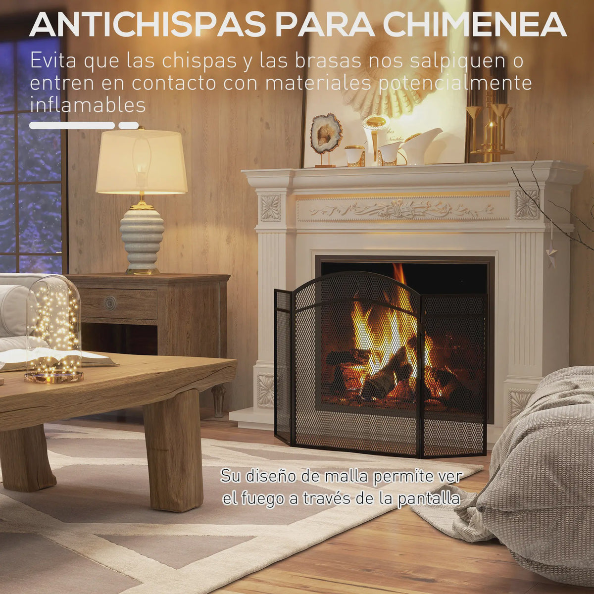 Opvouwbare Haard Vonkbeschermer - 3 Panelen, 96x60 cm, Zwart