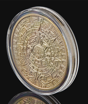 Gouden Azteken Zonnekalender Munt Mexico - Vintage Souvenir Collectible