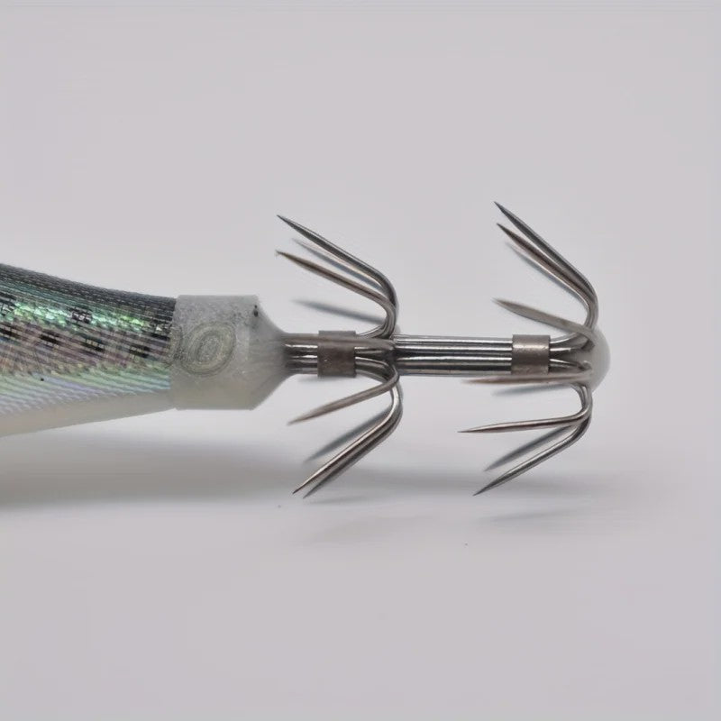 5x Visloodjes Set - Glow-in-the-Dark Kunstaas met 3D Ogen - Realistisch Garnalen, Inktvis, Octopus - Hard Bait Jig Lures met Haken