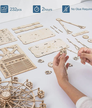 Robotime Rolife 3D Houten Reuzenrad Muziekdoos - Bouwpakket voor Jong en Oud