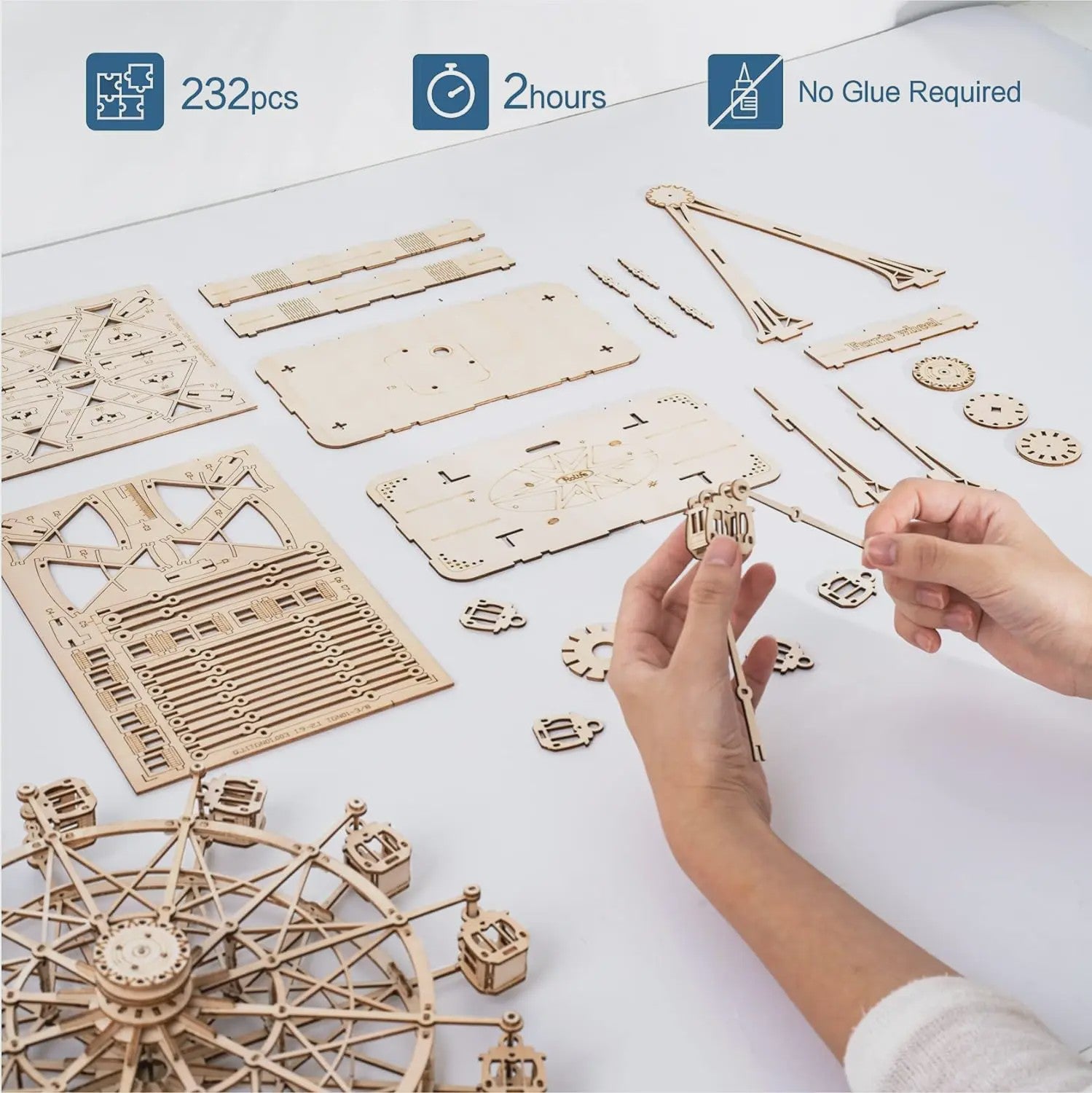 Robotime Rolife 3D Houten Reuzenrad Muziekdoos - Bouwpakket voor Jong en Oud