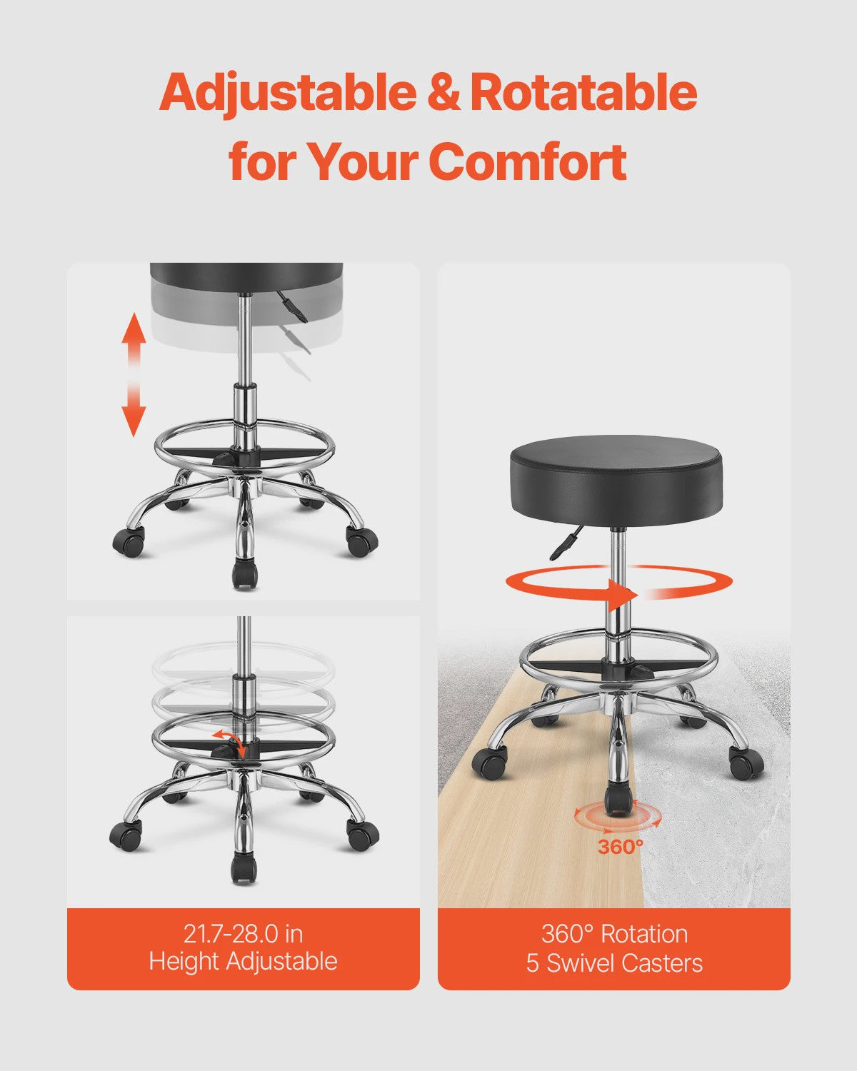 Verstelbare Werkkruk met Wielen - Hoge Capaciteit & Comfort - Ideaal voor Salon, Spa, Kliniek