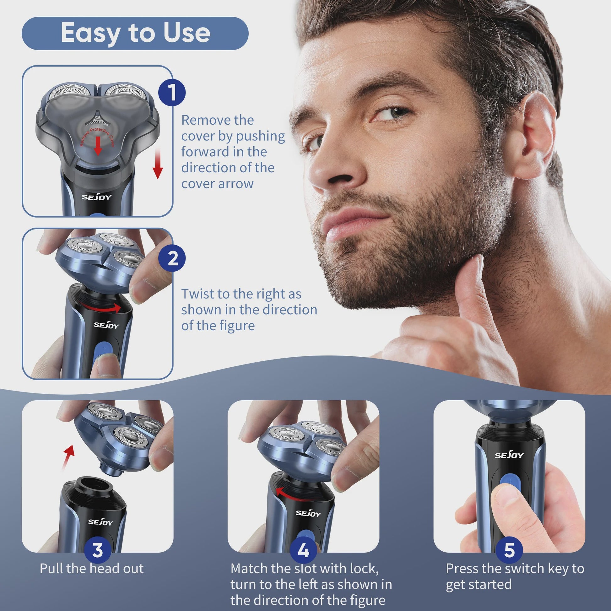 Elektrisch Scheerapparaat voor Mannen: 5-in-1 Multifunctioneel, Waterdicht & Oplaadbaar