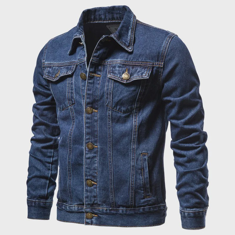 Herfst Denim Jas Heren - Vintage Motor Stijl Slim Fit Katoen Casual Zwart Blauw