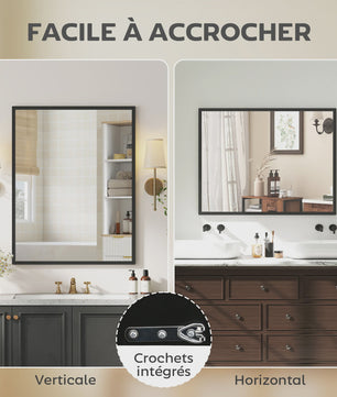 Rechthoekige Wandspiegel 70x90 cm met Zwart Frame – Stijlvol voor Woonkamer, Slaapkamer of Badkamer