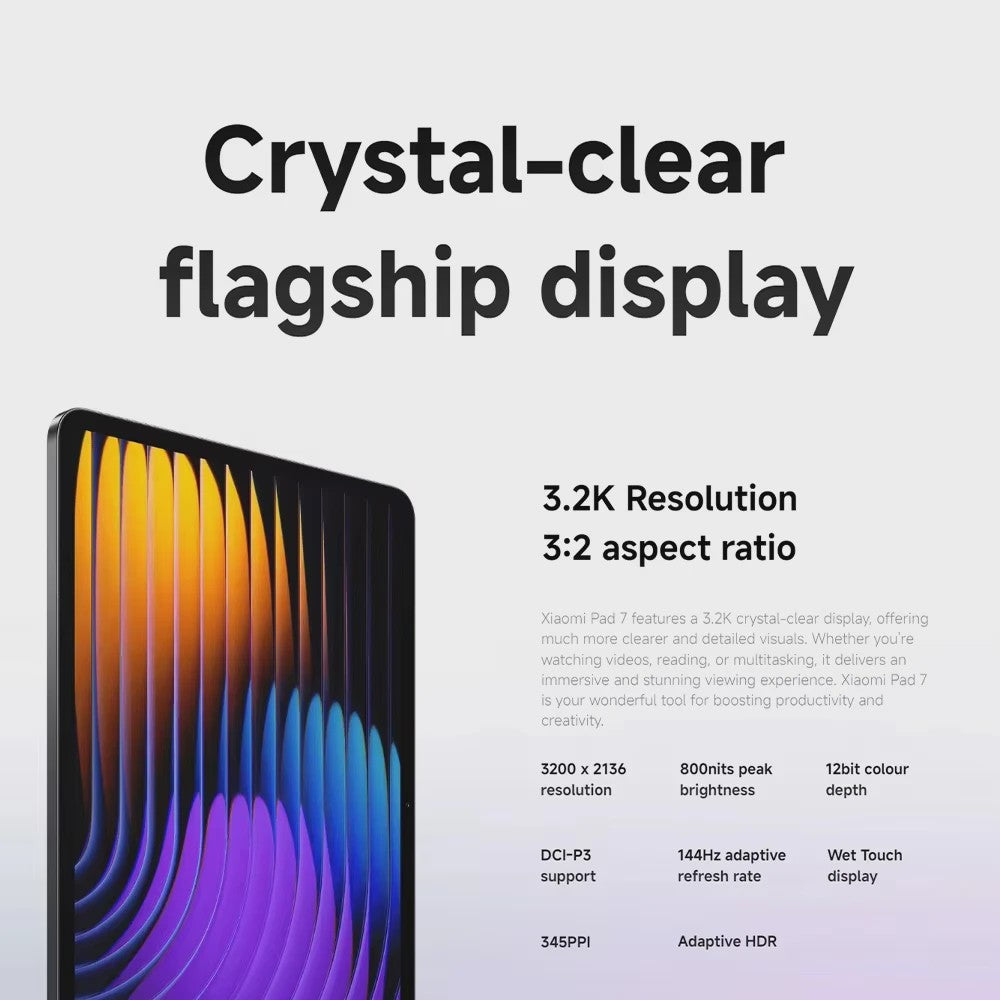 Xiaomi Pad 7 Tablet: Snapdragon 7+ Gen 3, 11.2" 3.2K 144Hz Display, 8850mAh Batterij