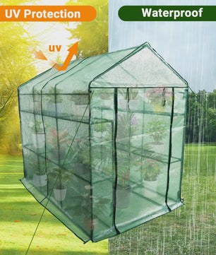 Walk-in Tuinkas 142x210x190cm met 9 Legborden - Waterdicht & UV-beschermend