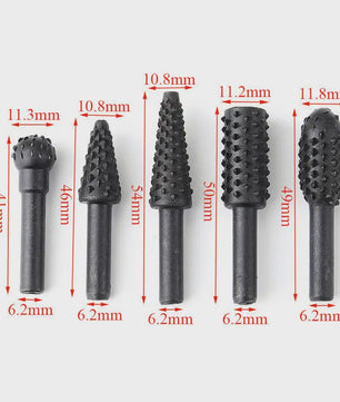 5-delige Houtsnijset Boren - Rotatie Burr Bits voor Houtbewerking