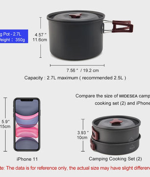 Widesea Camping Kookset Outdoor Potten & Pannen Set met Waterkoker & Bestek