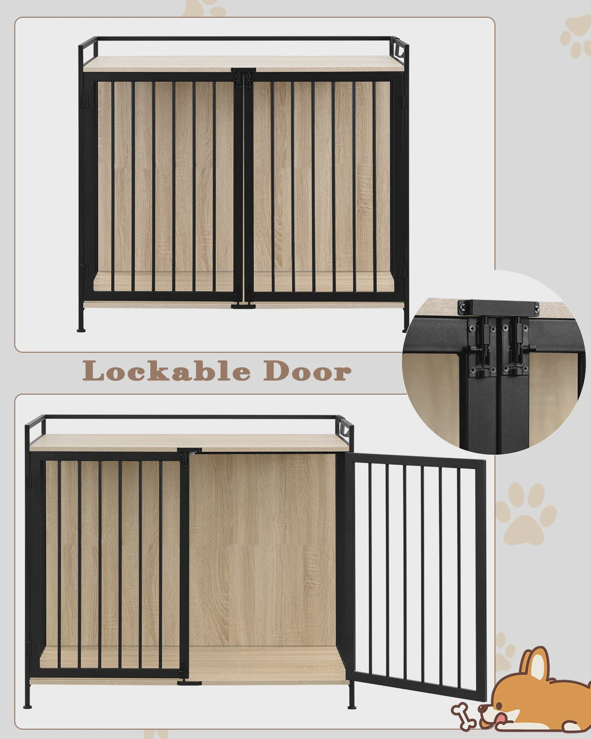 Stijlvolle Houten Hondenkennel met Afsluitbare Deur - 104x92x60cm