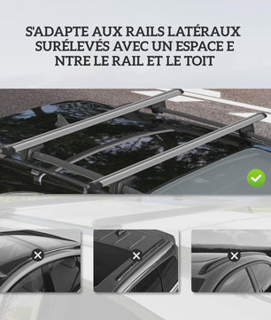 HOMCOM car roof bars lock luggage rack 2 Keys provided aluminum alloy x 5,5x7 c