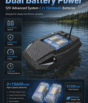 D50B Carbon Fiber GPS Voerboot met Dubbele 15600mAh Batterij - Krachtige RC Visboot