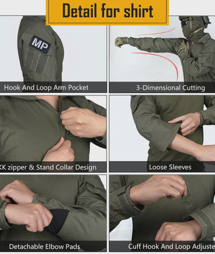 IDOGEAR G3 Combat Uniform Set Heren - Tactische Kleding Set met Broek en Shirt - Zwart/Ranger Groen