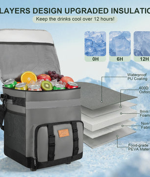 Grote Koeltas 35L met Wielen - Waterdicht & Geïsoleerd voor Picknick, Camping en Reizen