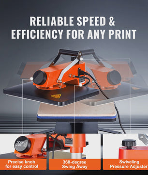 SucceBuy 12x15 inch Heat Press Machine: Snel Verwarmend, 360° Zwenkbaar Digitaal Transferapparaat