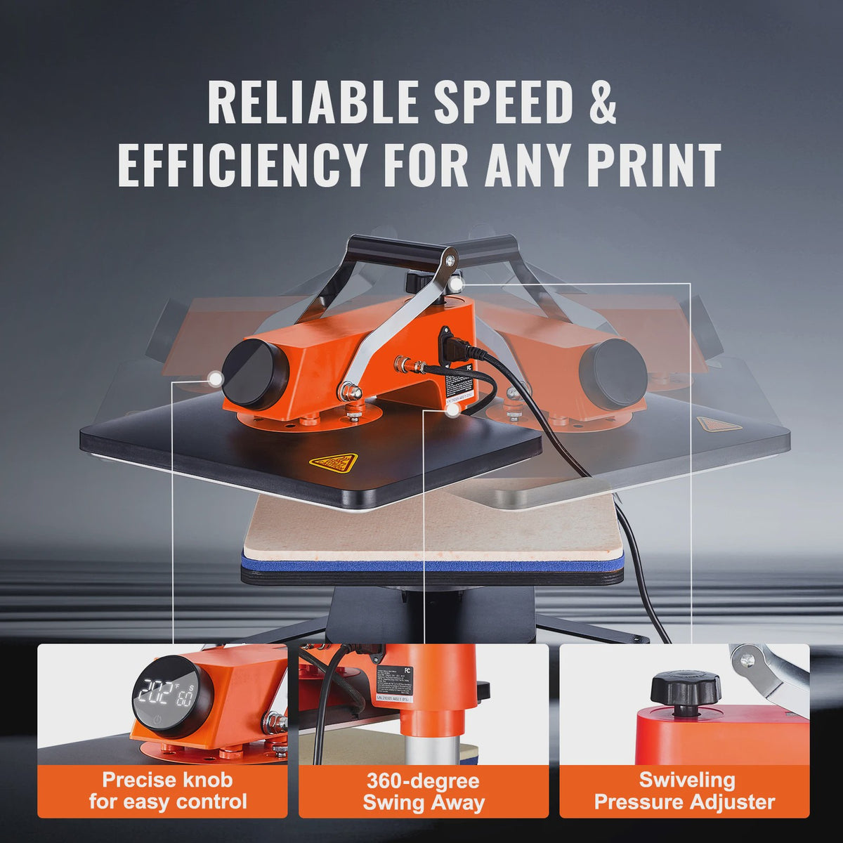 SucceBuy 12x15 inch Heat Press Machine: Snel Verwarmend, 360° Zwenkbaar Digitaal Transferapparaat