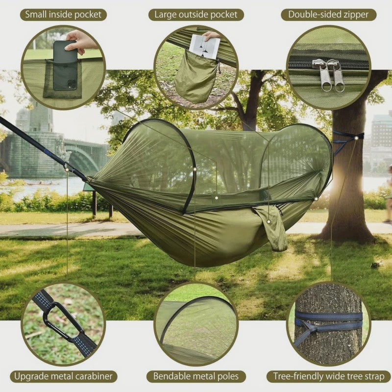 2-in-1 Camping Hangmat met Muggennet - Ultralicht Parachute Nylon