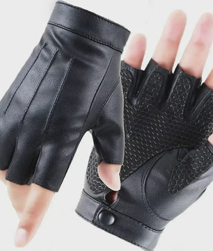 Vingerloze PU Lederen Handschoenen met Anti-slip Laag - Ideaal voor Fietsen, Motorrijden & Outdoor Sport