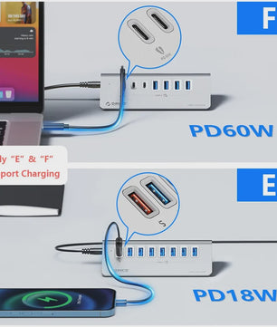 ORICO 10Gbps USB 3.2 Docking Station Hub met PD60W Opladen en 4/7 Poorten