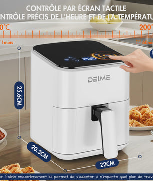 DEIME Compacte Airfryer 2.5L met Digitaal Touchscreen - Gezond Frituren voor 1-2 Personen