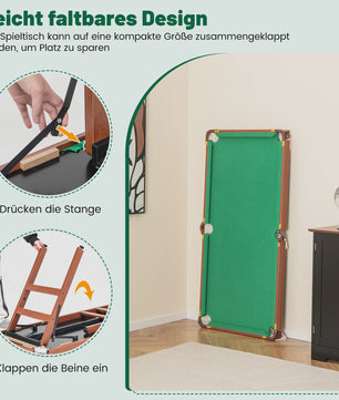 Opvouwbare Poolbiljart Tafel - Compleet met Keus, Ballen en Accessoires