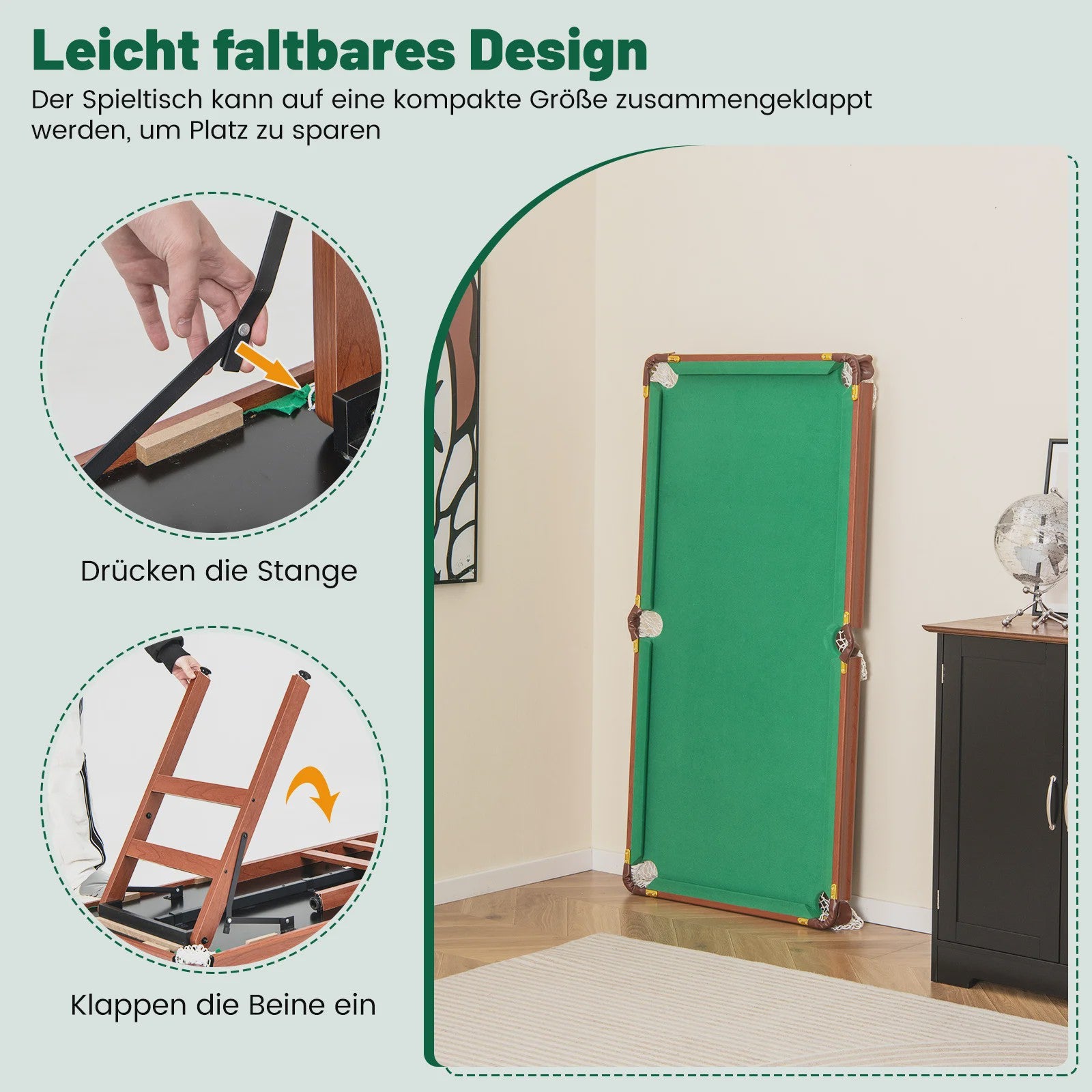 Opvouwbare Poolbiljart Tafel - Compleet met Keus, Ballen en Accessoires