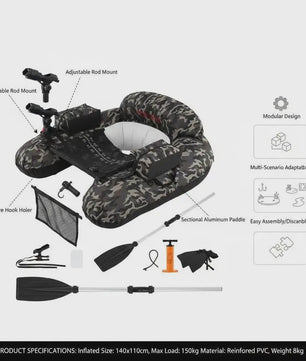 Opblaasbare Visboot Camouflage met Hengelhouder en Aluminium Peddel