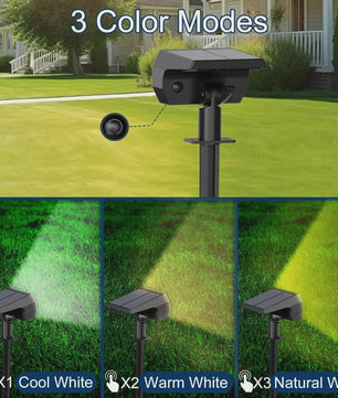 Solar Tuinspots Buiten - 74 LED, 3 Kleuren, IP65 Waterdicht, 2-in-1 Grondspots voor Tuin, Pad & Oprit
