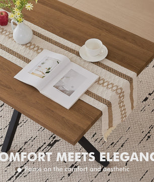 Moderne Rechthoekige Eettafel 140x80cm met Zwart Metalen Onderstel - Geschikt voor 4-6 Personen