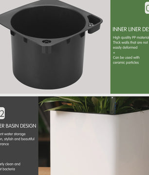 Self Watering Planter Self-watering Pot with Water Level Indicator White Self Watering Planter Modern Decorative Planter Pot