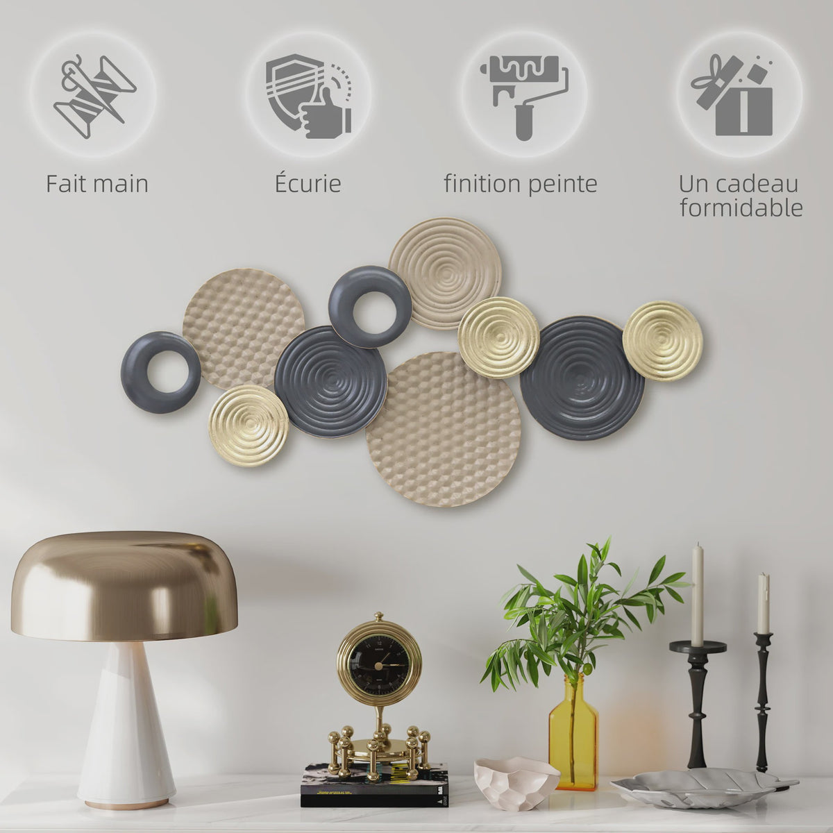 Moderne 3D Metaal Wanddecoratie Multi Disc - Wrought Iron Huisdecoratie