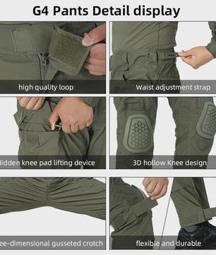 IDOGEAR G4 Tactisch Uniform Shirt & Broek met Kniebeschermers - Heren BDU Trainingskleding