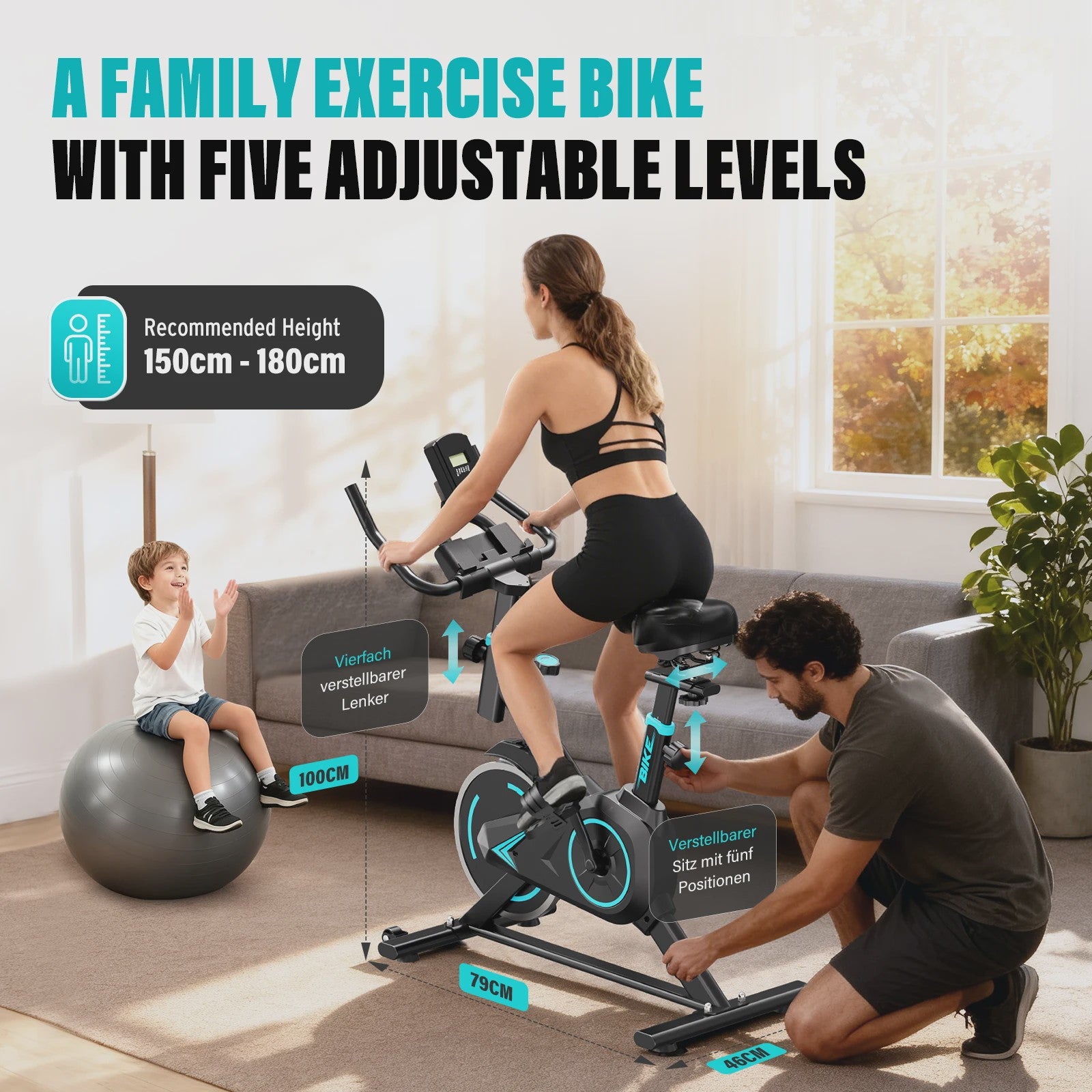 Indoor Spinning Fiets met App Connectie & LCD Display - Ultra Stil & Verstelbare Weerstand