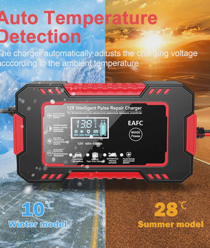 Intelligente 12V 6A Puls Batterijlader met LED Display voor Auto, Moto, Truck