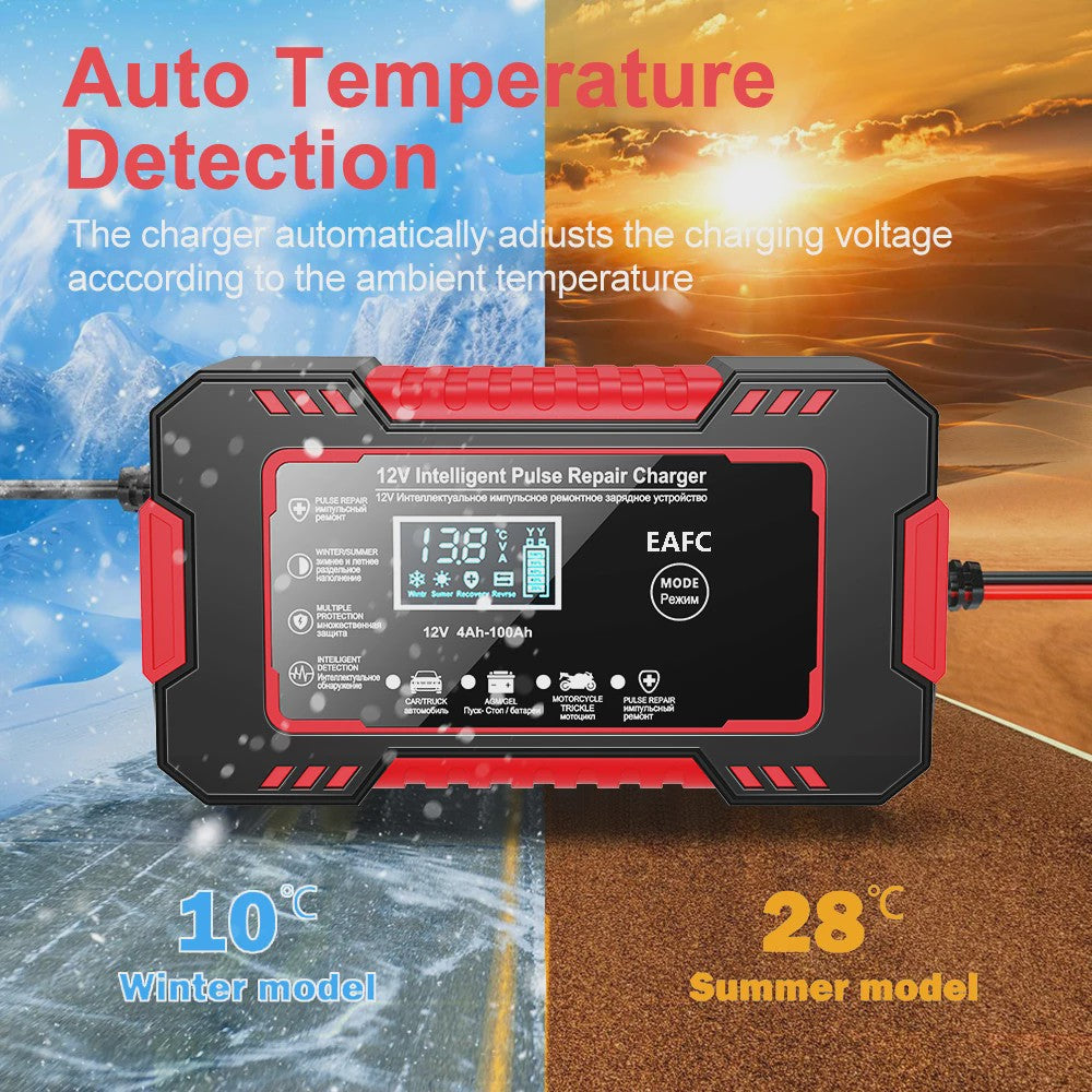 Intelligente 12V 6A Puls Batterijlader met LED Display voor Auto, Moto, Truck