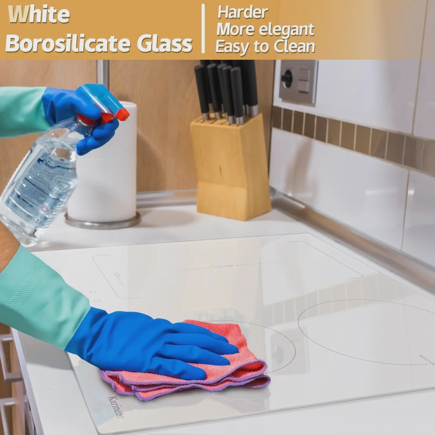 Karinear Inductie Kookplaat 59cm Wit Keramisch Glas - 4 Zones met Flex Zone
