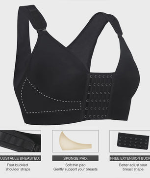 Naadloze Push-Up BH met Voorsluiting - Comfort & Steun voor Sport en Herstel