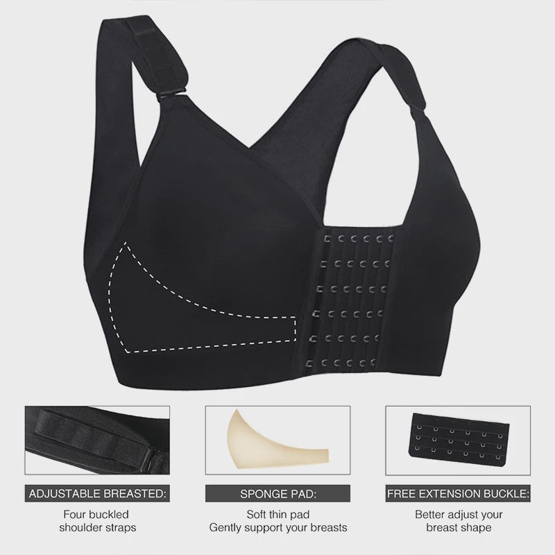 Naadloze Push-Up BH met Voorsluiting - Comfort & Steun voor Sport en Herstel