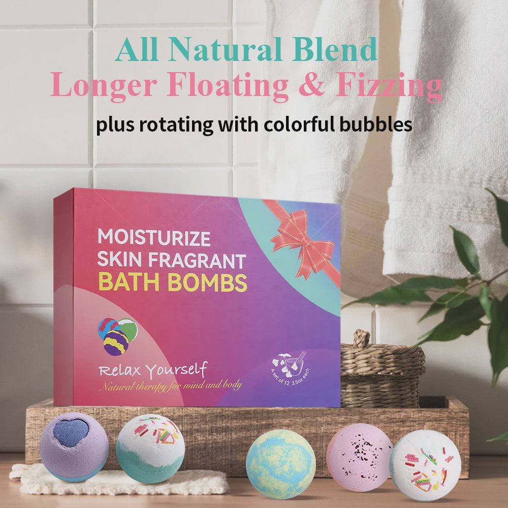 Luxe Badbom Geschenkset - 12 Handgemaakte Natuurlijke Aromatherapie Bruisballen