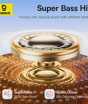 Baseus BC1 Open-Ear Oordopjes: Draadloze Clip-On Koptelefoon met Super Bass & Bluetooth 6.0