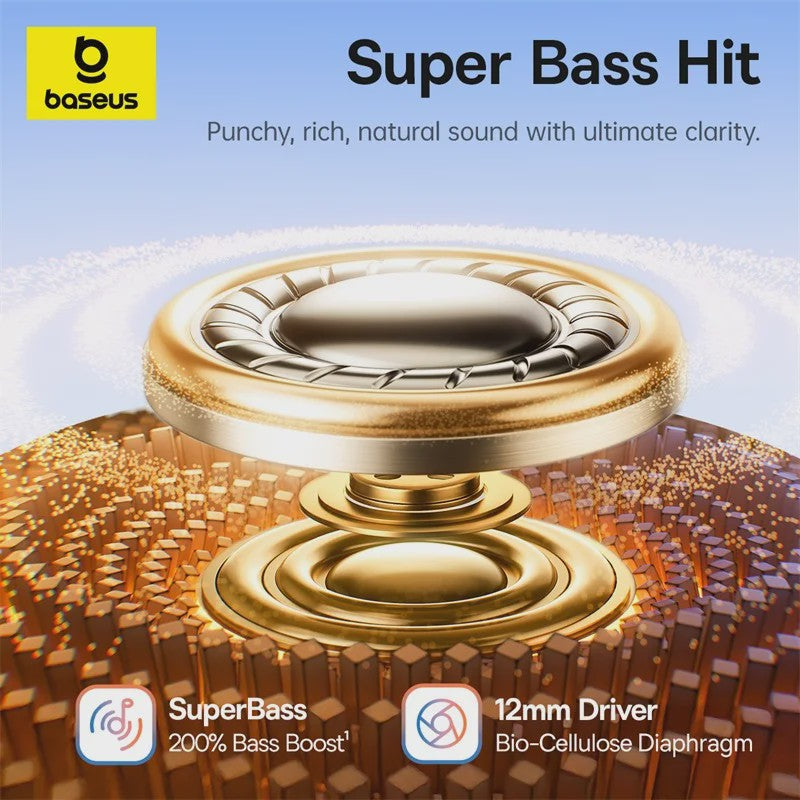 Baseus BC1 Open-Ear Oordopjes: Draadloze Clip-On Koptelefoon met Super Bass & Bluetooth 6.0