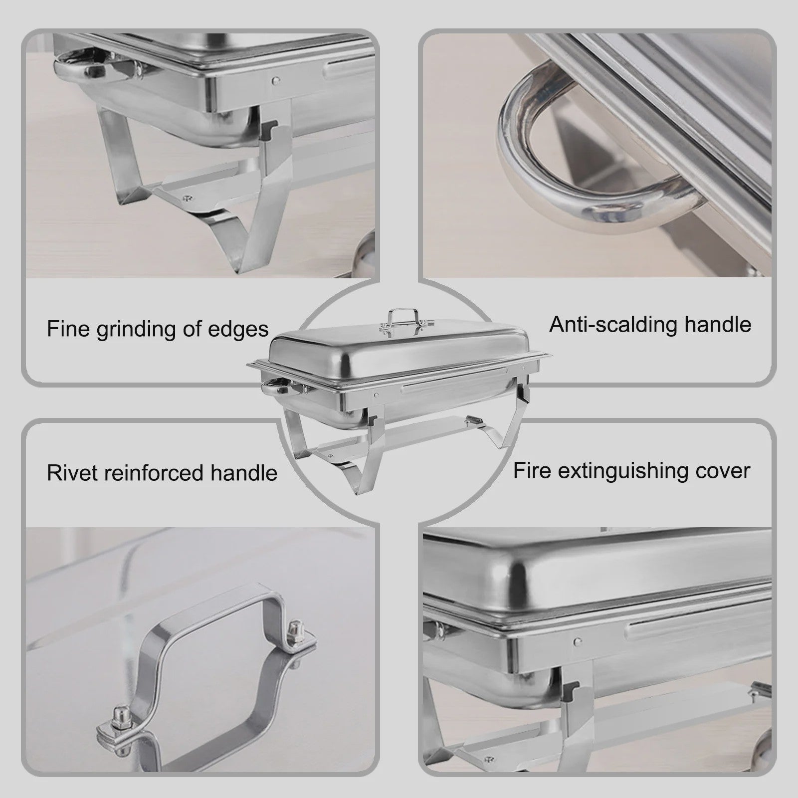 RVS Bain-Marie Set 8QT - Buffet Warmer voor Feesten, Catering & Bruiloften (2/4/6 Stuks)